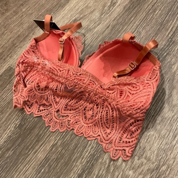 Frederick’s of Hollywood Finley Lace Bralette NWT Padded Pink - Picture 5 of 5